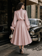Vintage Satin Bow Ties Swing Skirt Two-piece Set