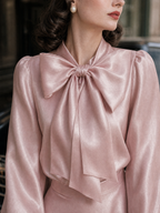 Vintage Satin Bow Ties Swing Skirt Two-piece Set
