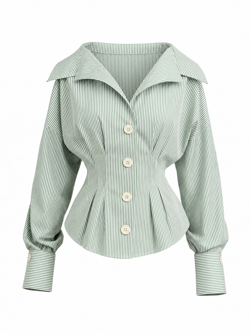 Vintage Slim-Fit Big Lapel Lantern Long Sleeve Shirt