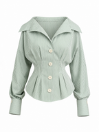 Vintage Slim-Fit Big Lapel Lantern Long Sleeve Shirt