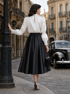Vintage High-waisted Satin Midi Skirt