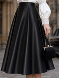 Vintage High-waisted Satin Midi Skirt