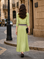 Vintage Striped Knit Cami Dress And Cardigan Two Piece Set