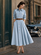 Vintage Trench Epaulets Maxi Dress