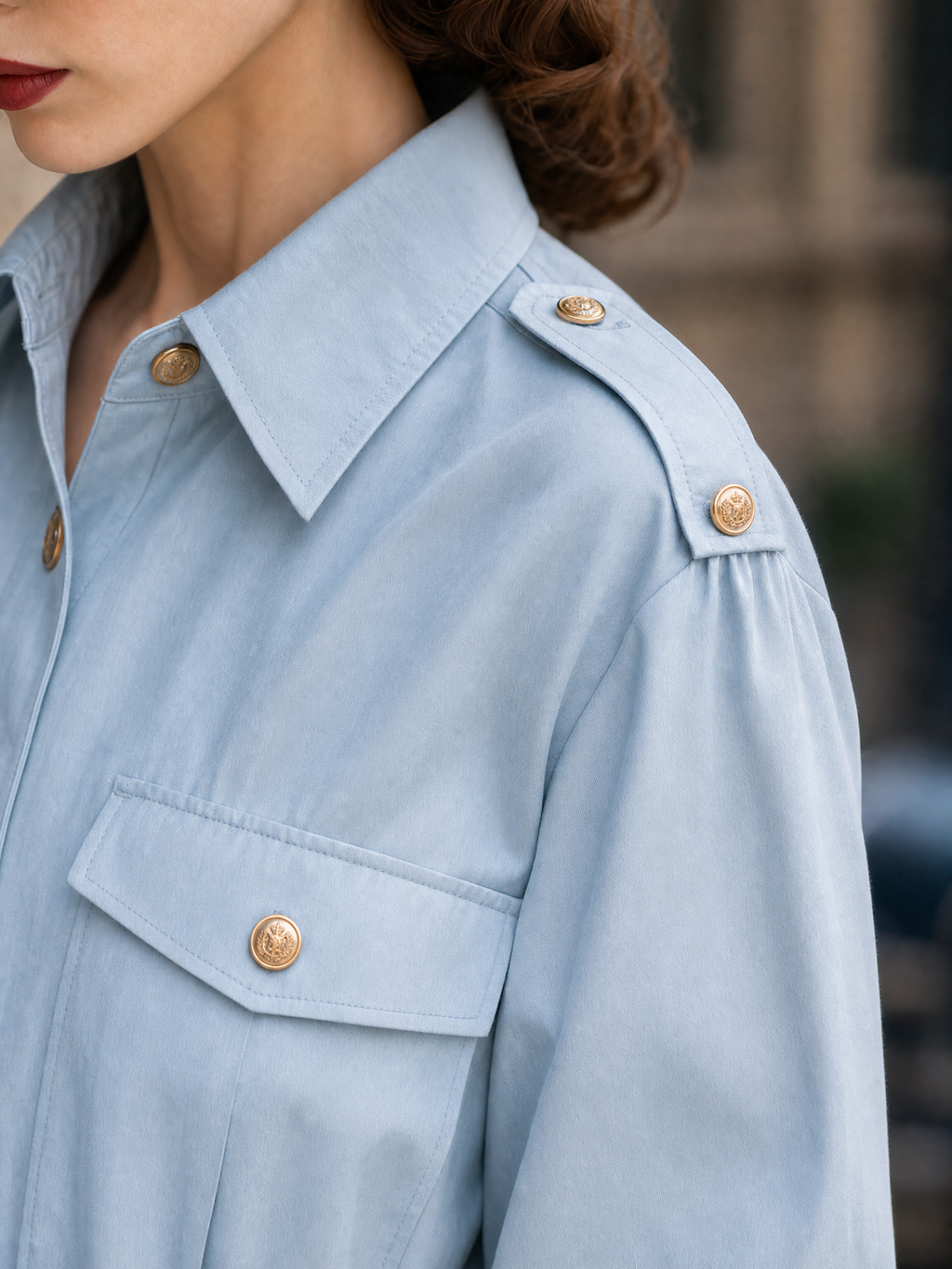 Vintage Trench Epaulets Maxi Dress