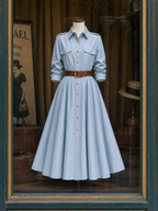 Vintage Trench Epaulets Maxi Dress