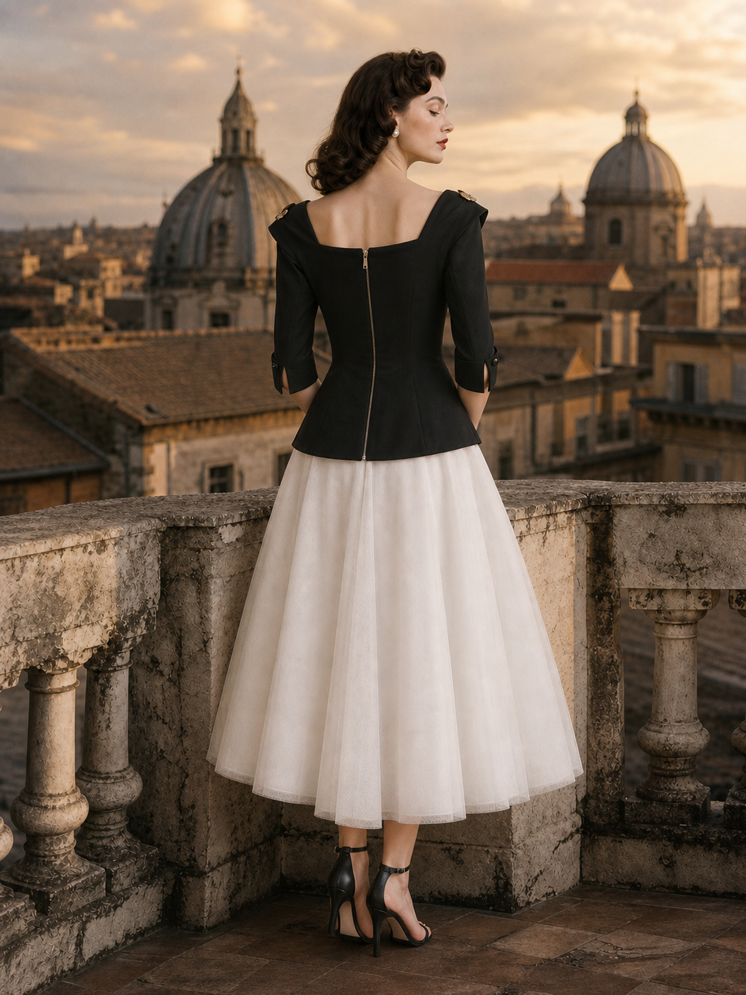 Vintage Lapel Color-block Fake Two-piece Maxi Dress