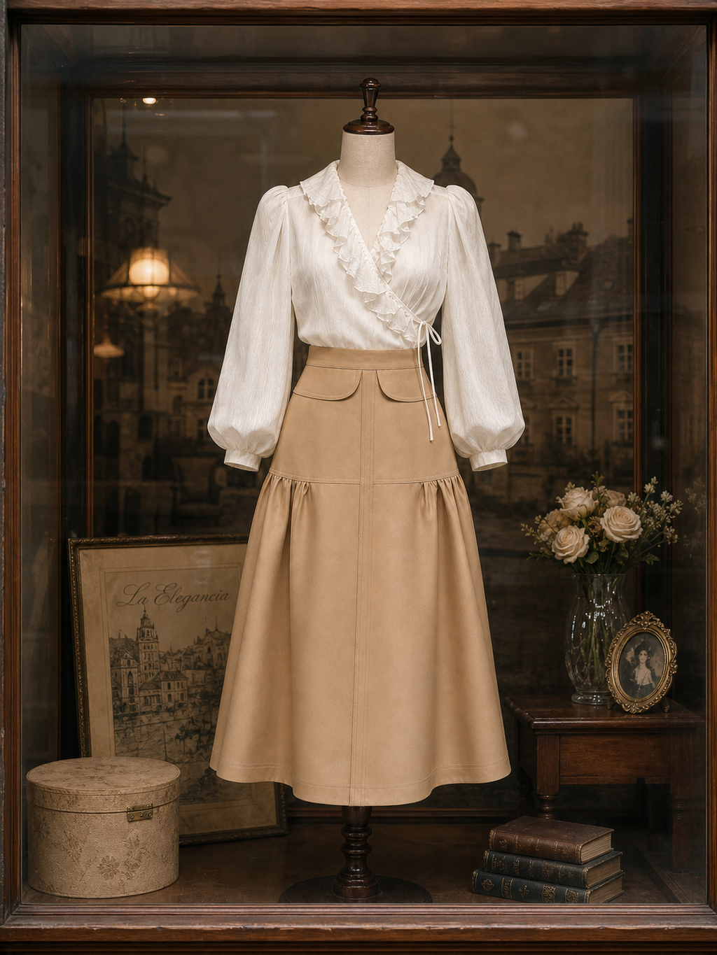 Vintage Ruffled Wrap Tie Straps Blouse