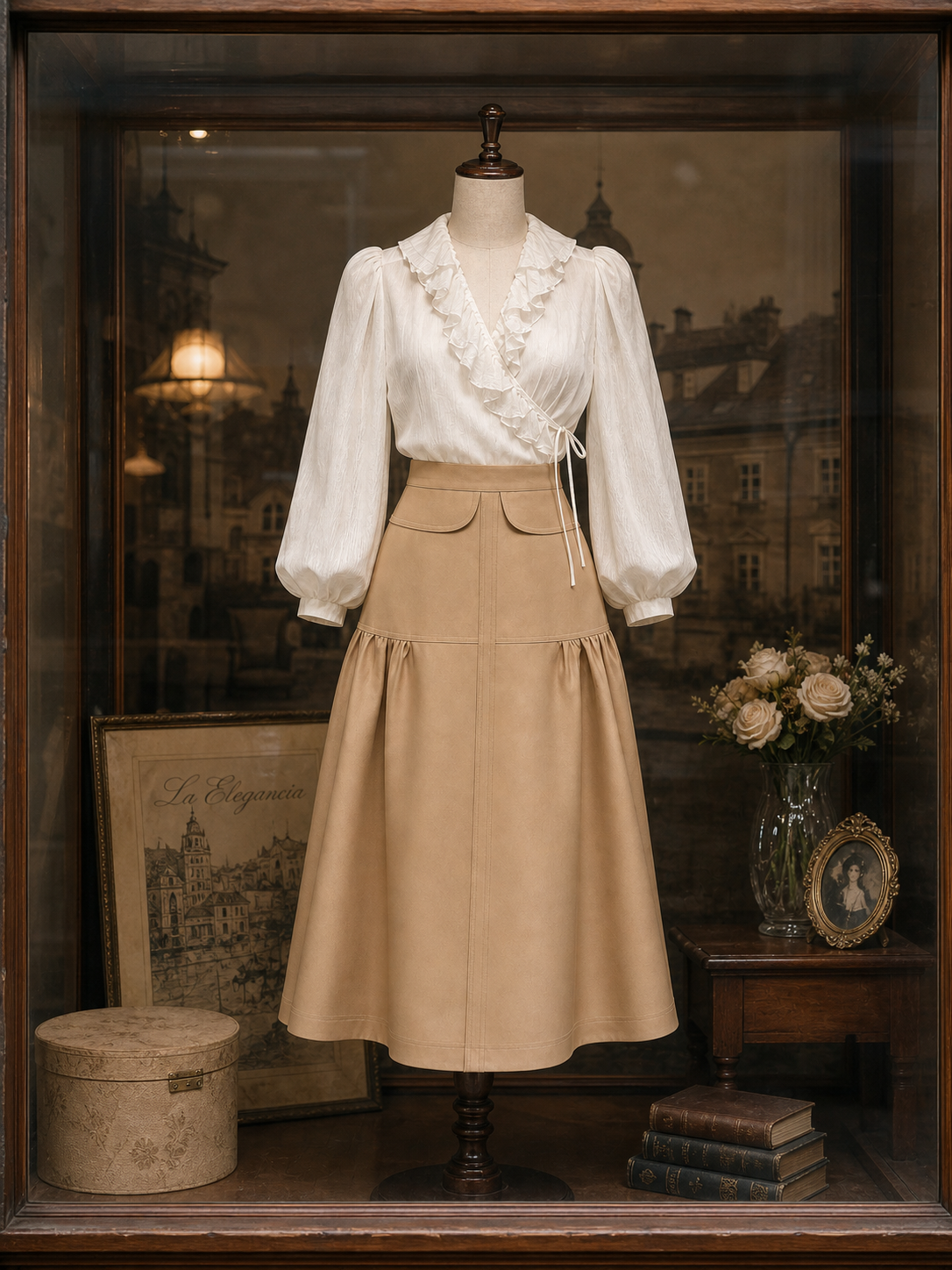 Vintage Ruffled Wrap Tie Straps Blouse