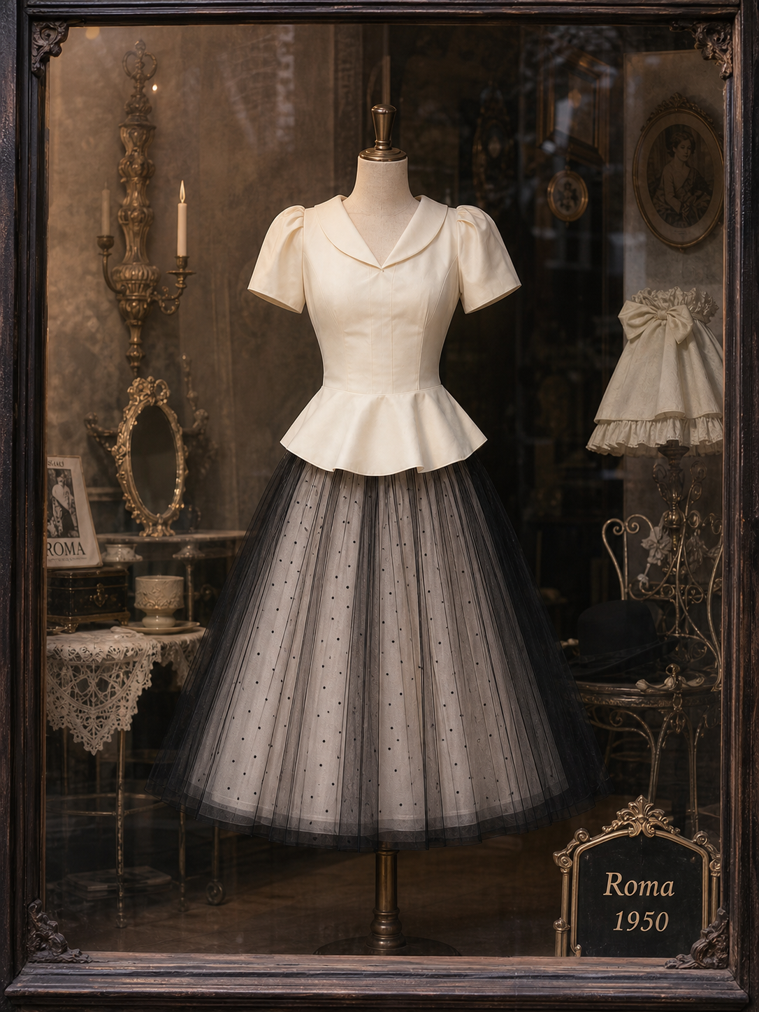 Vintage Lapel Waist-cinched Short-sleeve Top