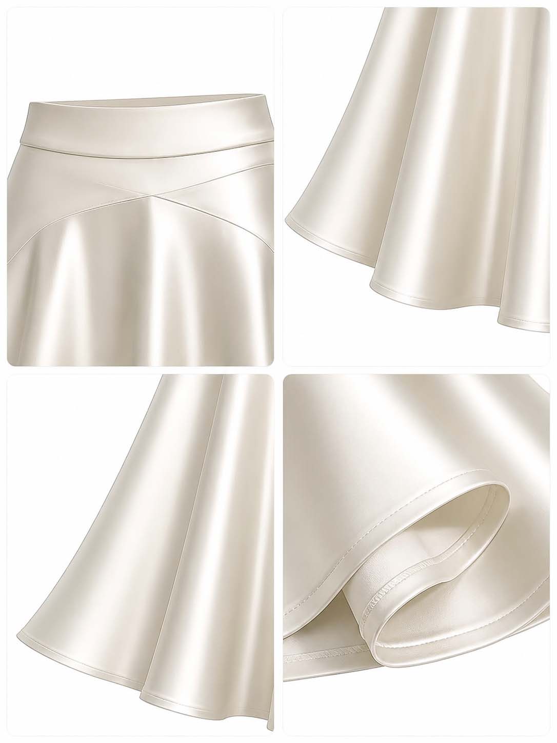Vintage Champagne Satin Midi Skirt