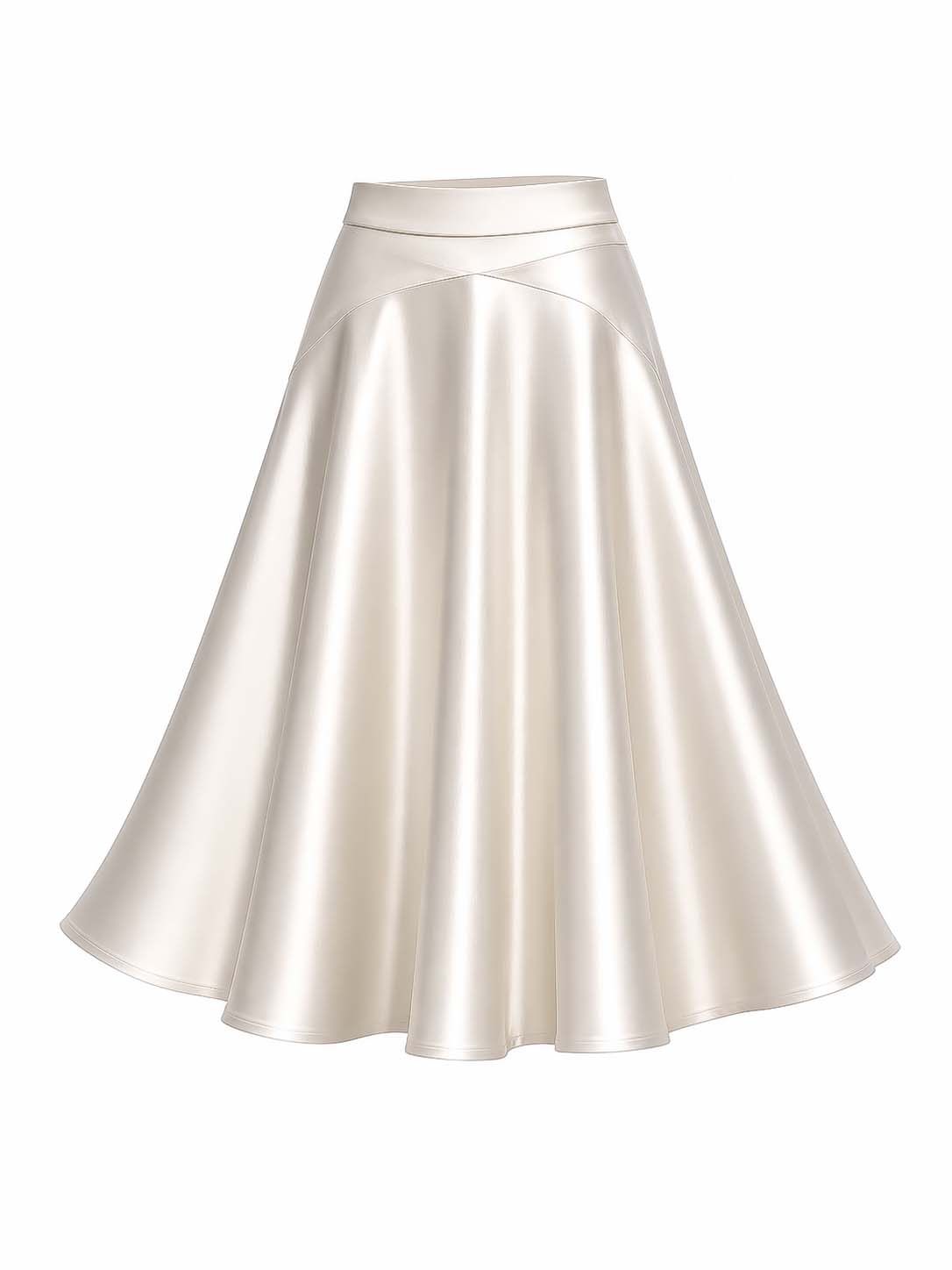 Vintage Champagne Satin Midi Skirt
