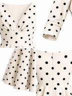 Vintage Polka Dot V-Neck Flared Midi Dress