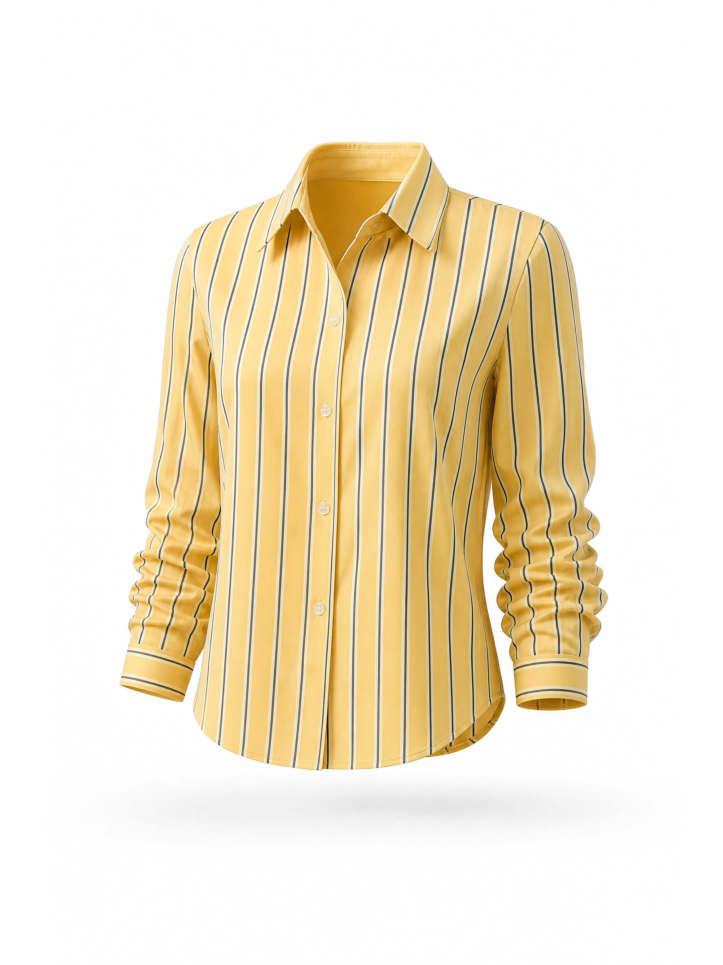 French Vintage Yellow Striped Woven Blouse