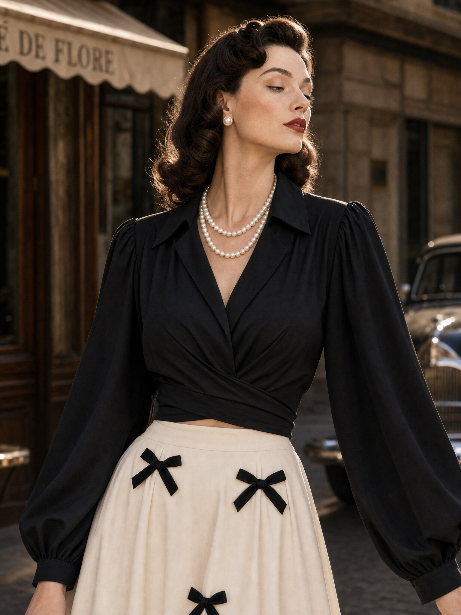Vintage Bow Decoration And Waist Cutout Maxi Dress