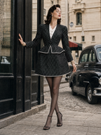 Vintage Polka Dot Blazer And Midi Skirt Two-piece Set