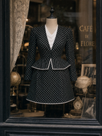 Vintage Polka Dot Blazer And Midi Skirt Two-piece Set