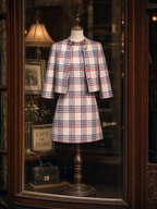 Vintage Plaid Mini Dress And Blazer Cardigan Two-piece Set
