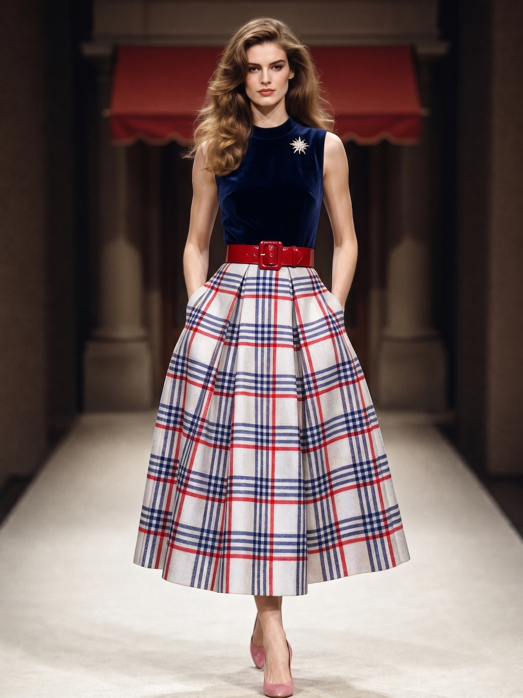 Vintage Plaid Velvet Spliced Dress & Short Coat Two-piece Set