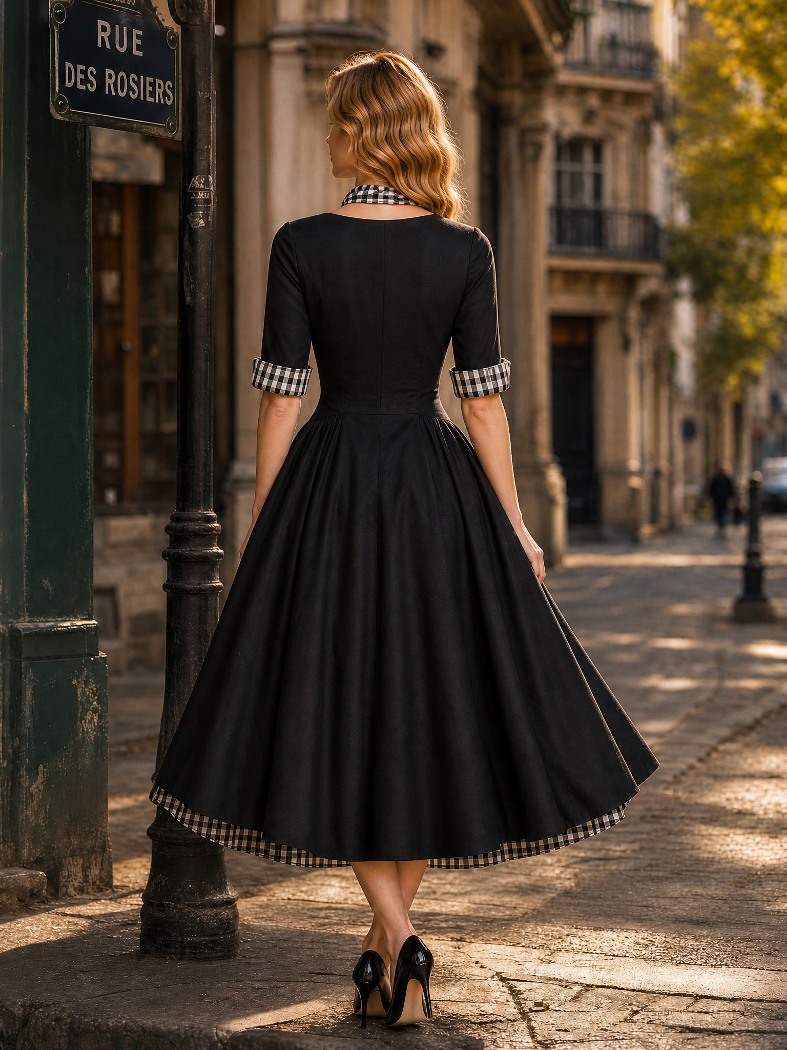 Vintage Square Neck Dress Button Detailing Maxi Dress