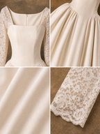 Vintage Square Neck Lace Splicing Swing Midi Dress