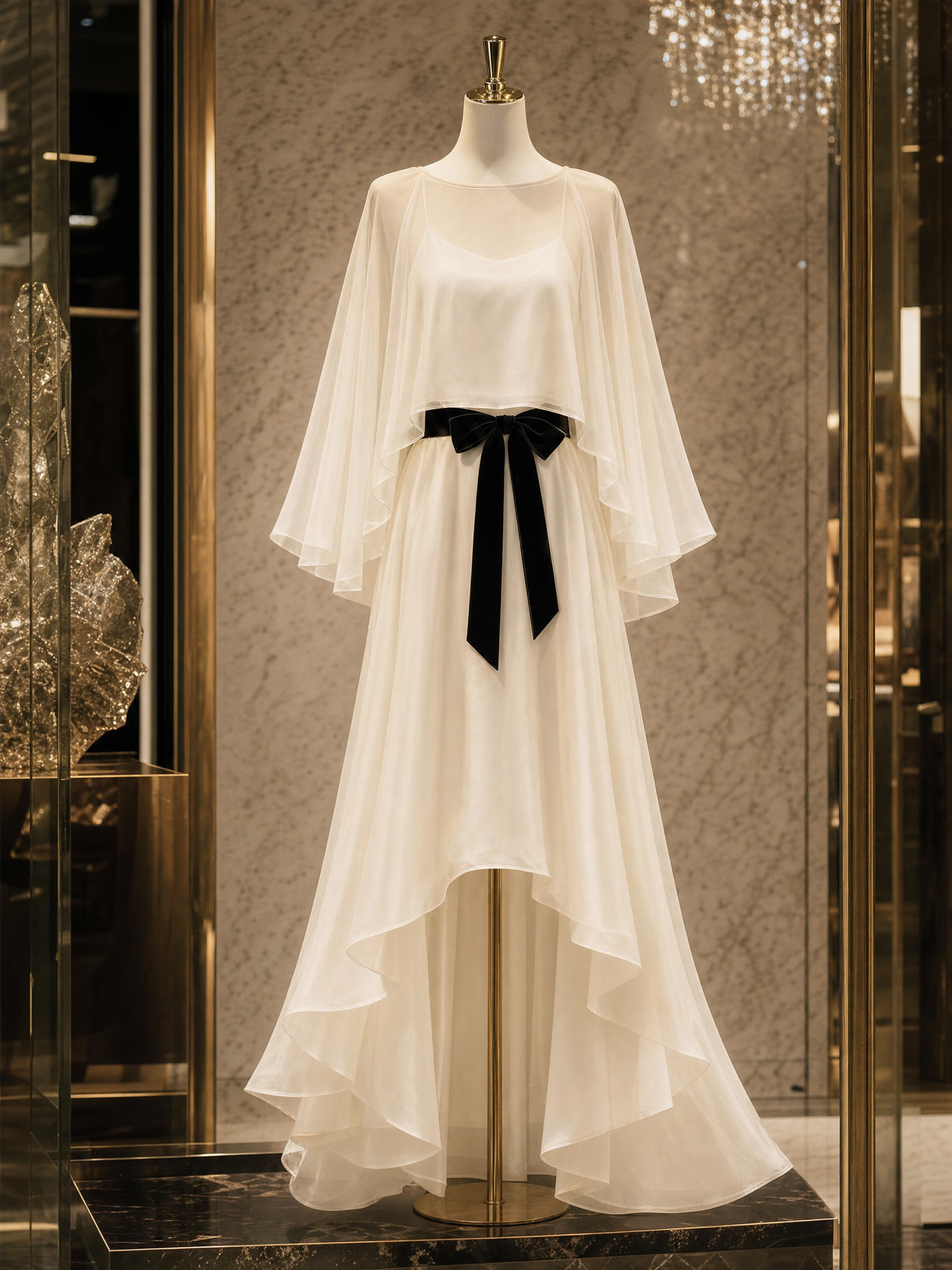 Vintage Shawl Camisole Evening Maxi Dress