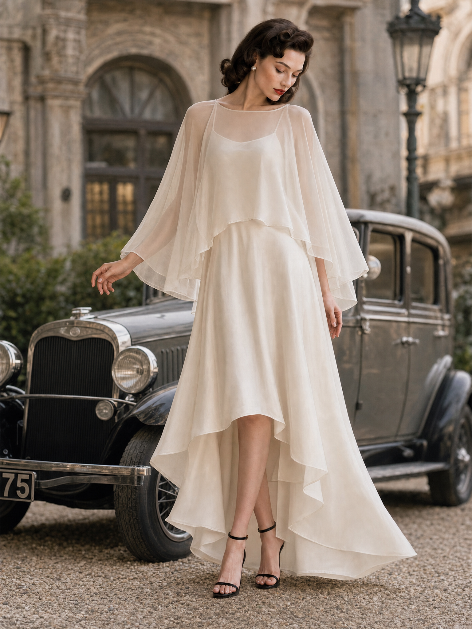 Vintage Shawl Camisole Evening Maxi Dress