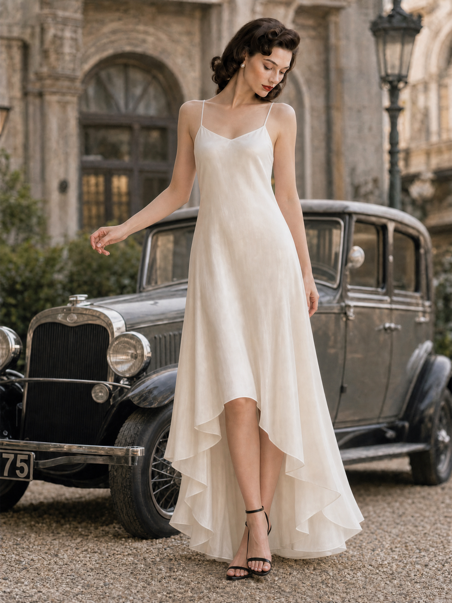 Vintage Shawl Camisole Evening Maxi Dress