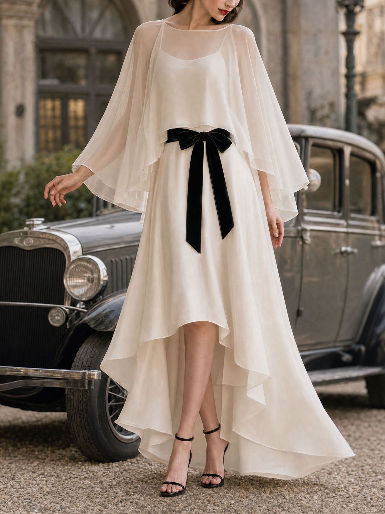 Vintage Shawl Camisole Evening Maxi Dress