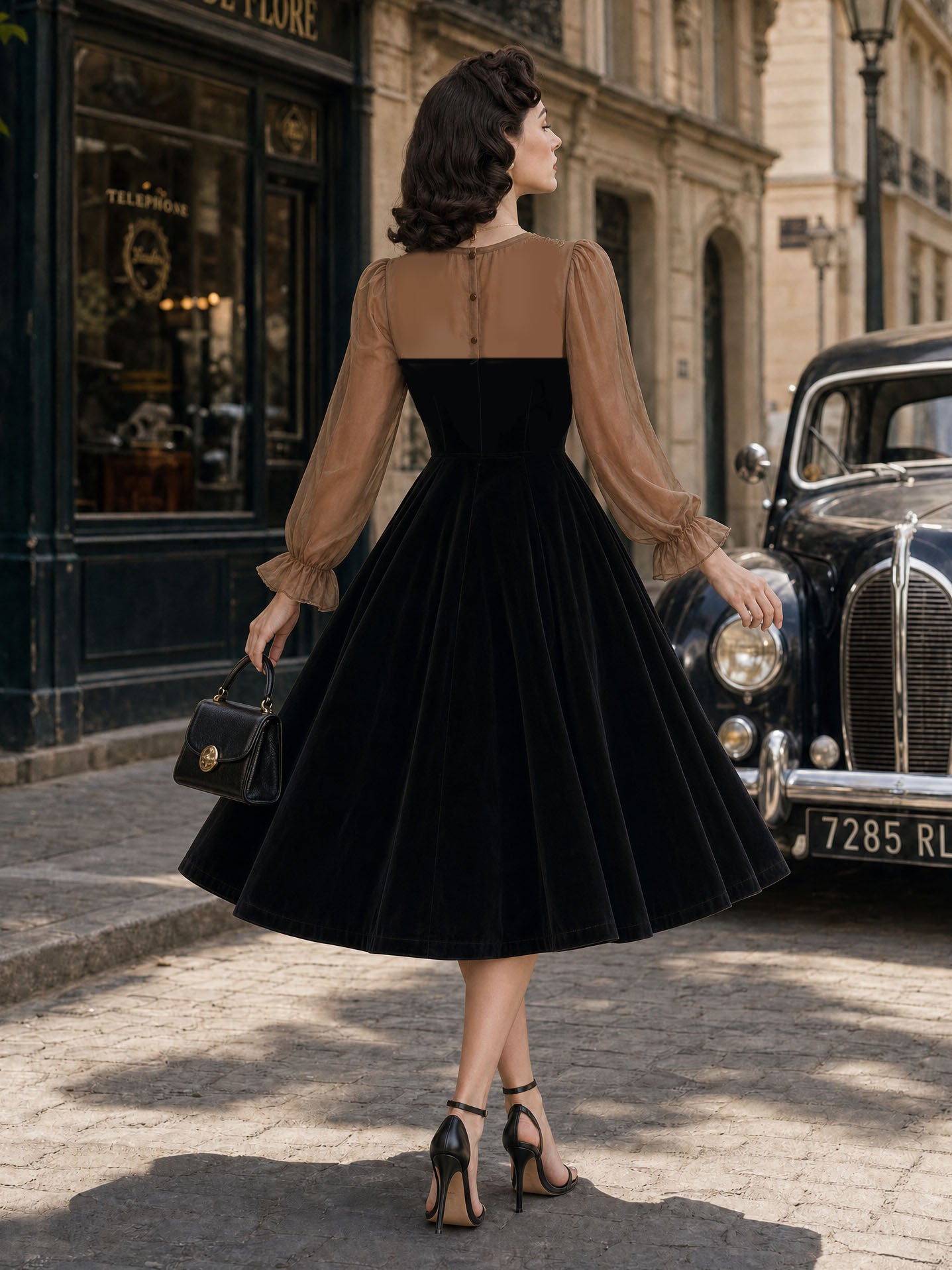 Vintage Faux Two-Piece Lace Spliced Midi Dress