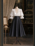 Vintage Lace Spliced V-Neck Blouse