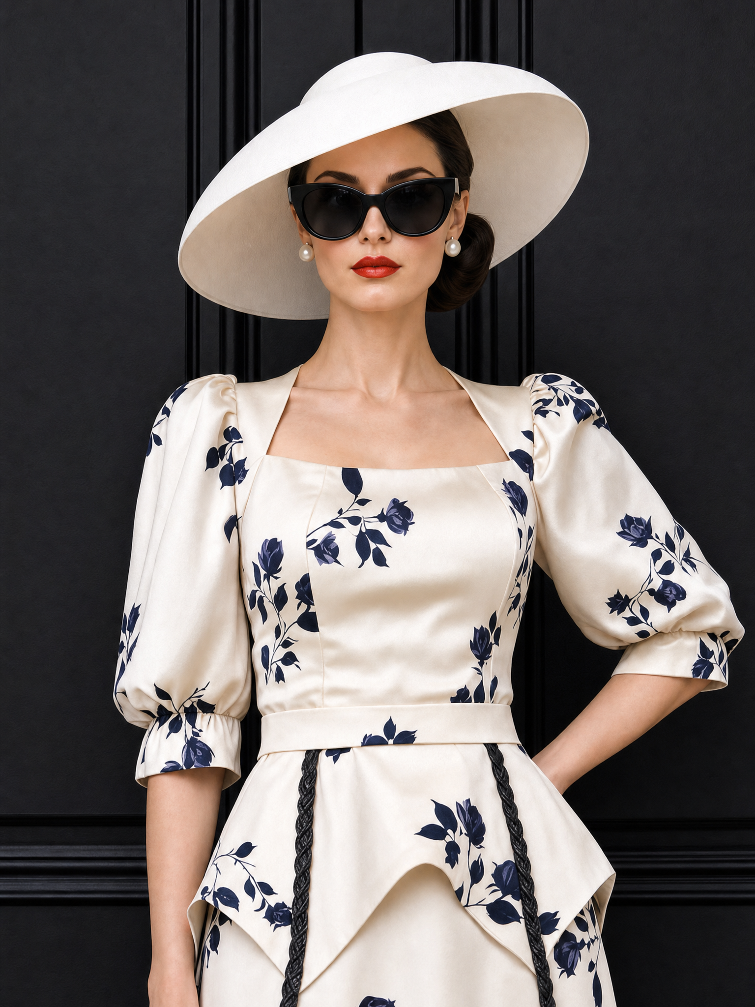 Vintage Floral Printed Waistband Maxi Dress