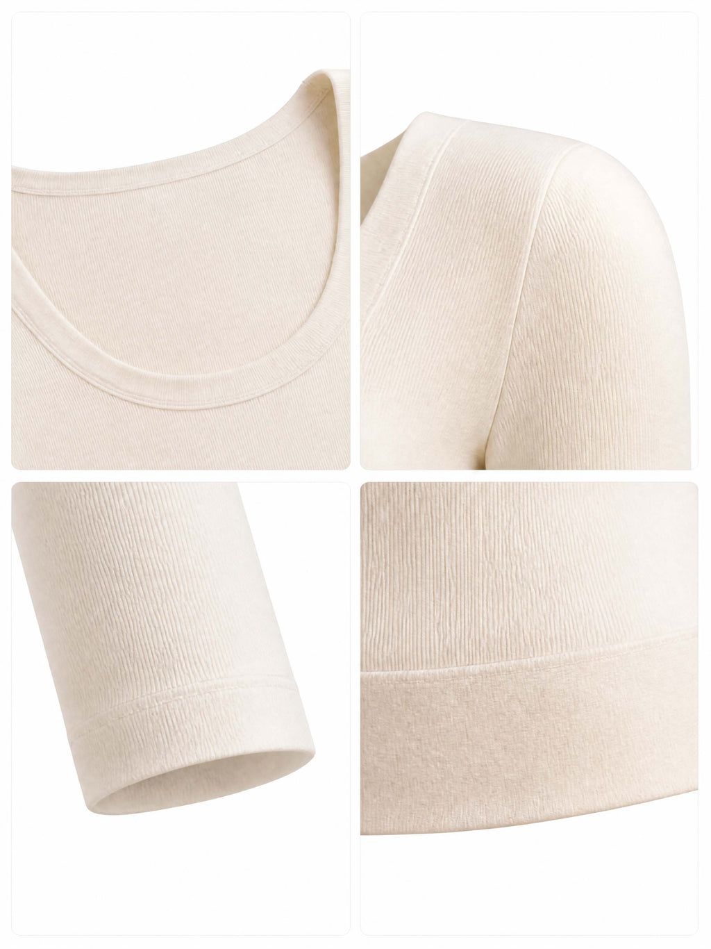 French Simple Scoop Neck Ribbed Slim Knit Top