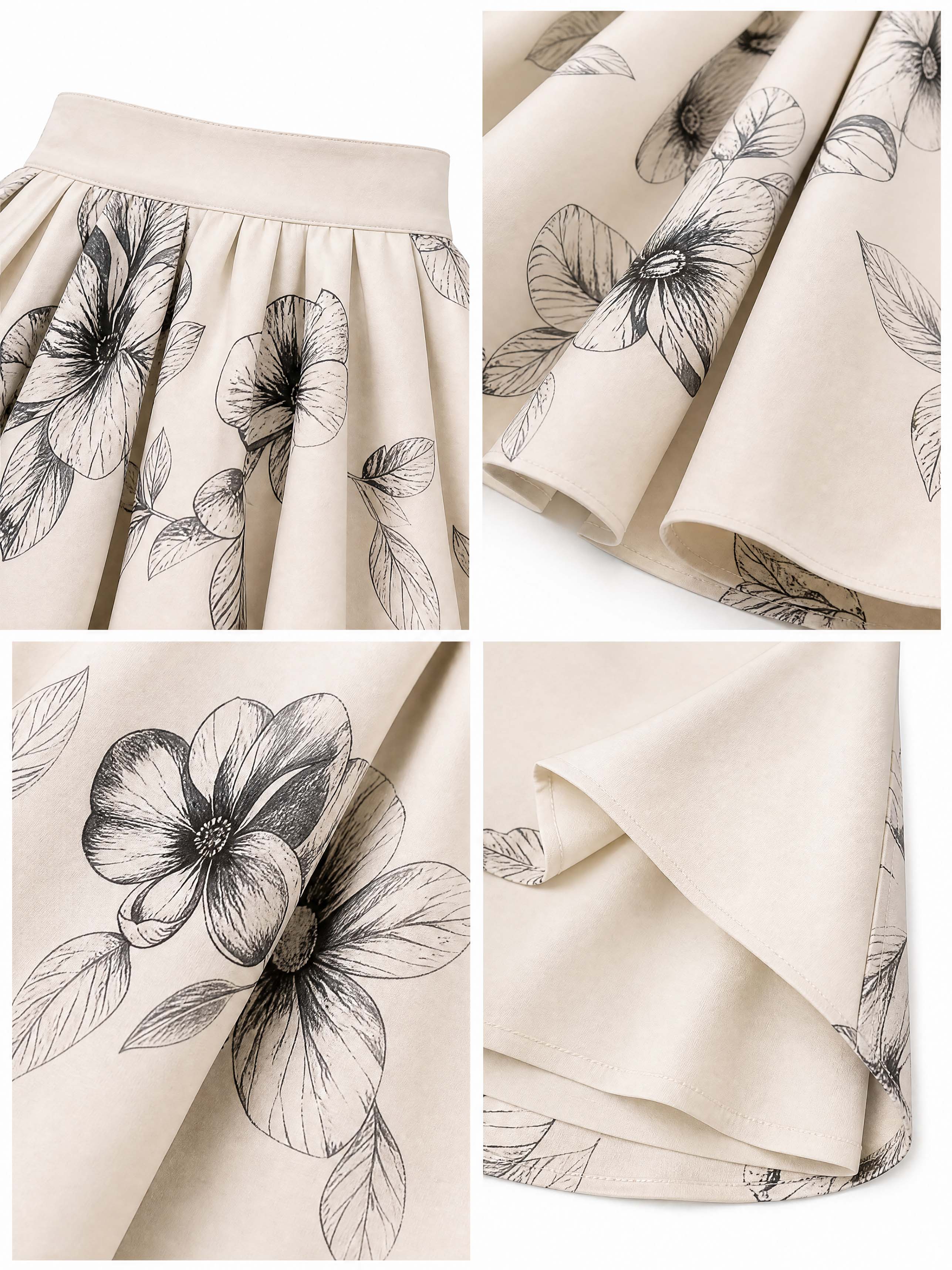 Vintage Printed High Waist Maxi Swing Skirt