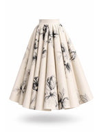 Vintage Printed High Waist Maxi Swing Skirt