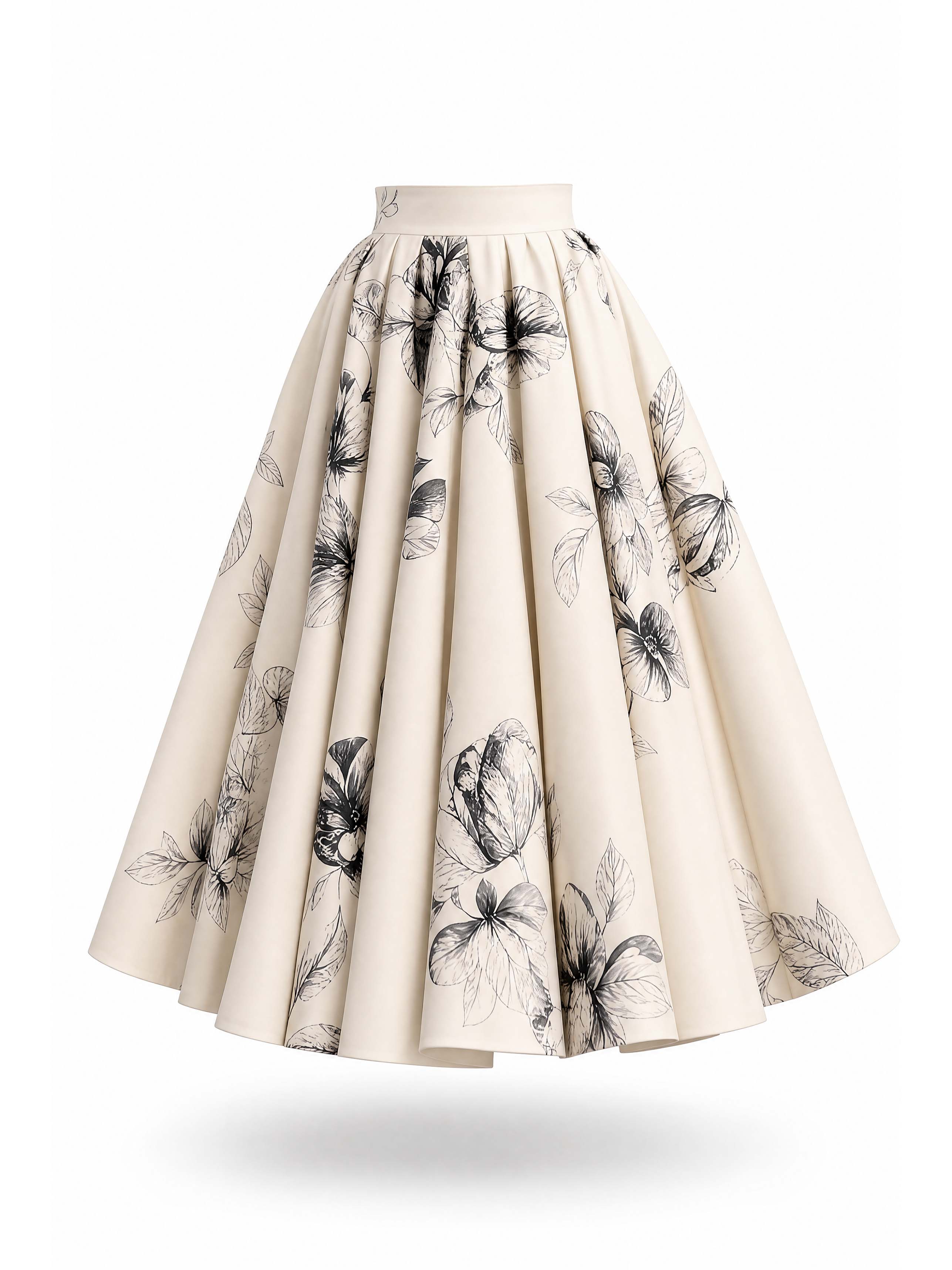 Vintage Printed High Waist Maxi Swing Skirt
