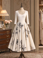 Vintage Printed High Waist Maxi Swing Skirt