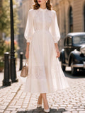 Vintage Lace Spliced Waisted Flowy Maxi Dress
