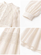 Vintage Lace Spliced Waisted Flowy Maxi Dress