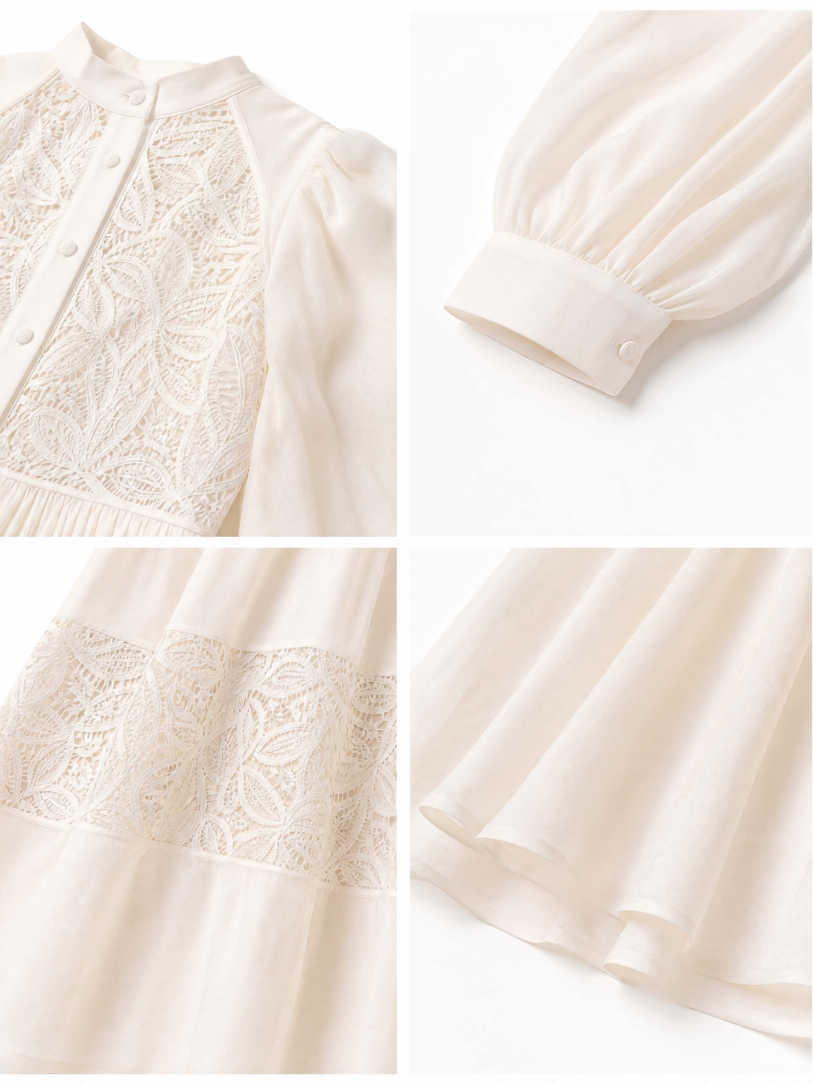 Vintage Lace Spliced Waisted Flowy Maxi Dress
