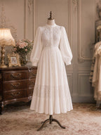 Vintage Lace Spliced Waisted Flowy Maxi Dress