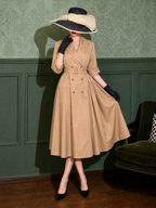 Vintage Trench Asymmetric Swing Midi Dress