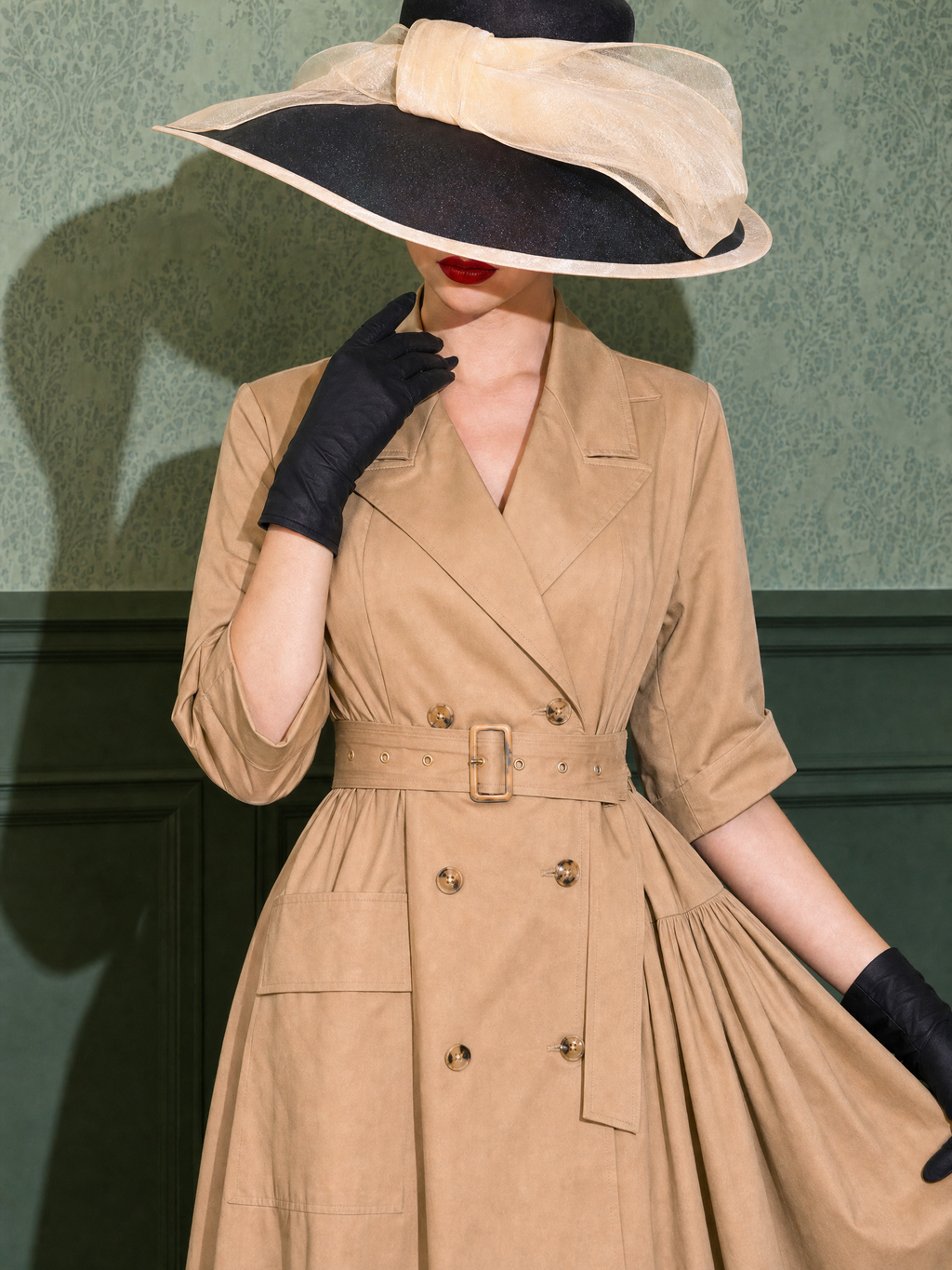 Vintage Trench Asymmetric Swing Midi Dress