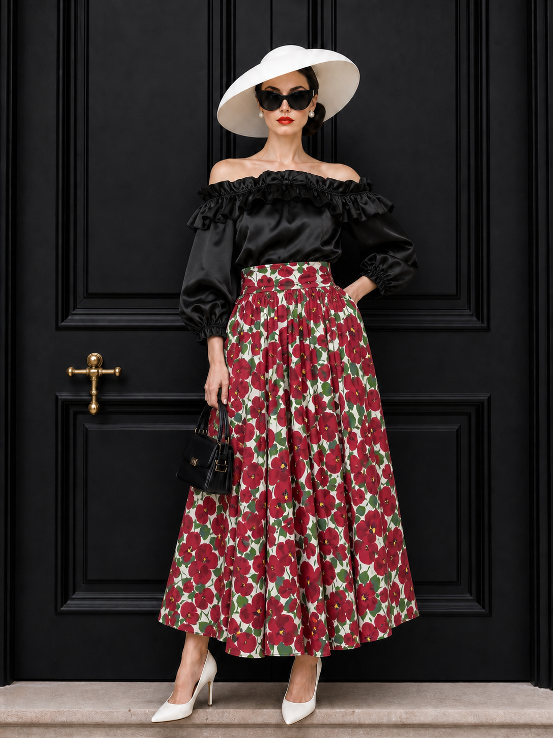 Vintage Ruffled Satin Blouse Top