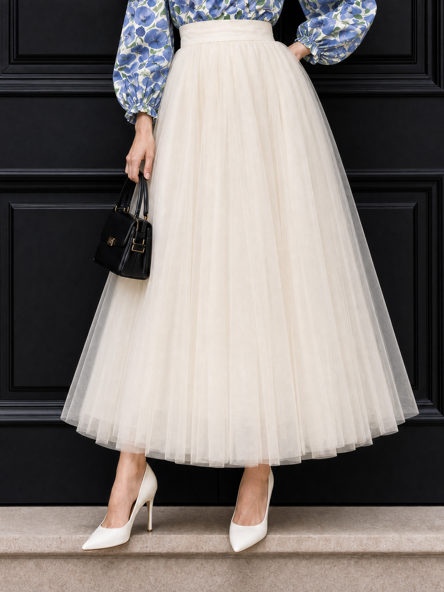 Vintage High Waist Tulle Full Maxi Skirt