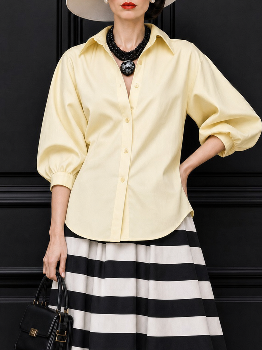 Vintage Classic Half Sleeves Blouse