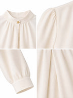 Vintage Stand Collar Puff Sleeve Top