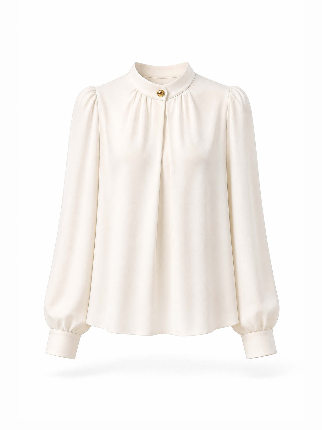 Vintage Stand Collar Puff Sleeve Top