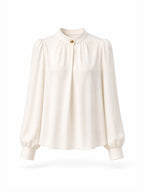 Vintage Stand Collar Puff Sleeve Top