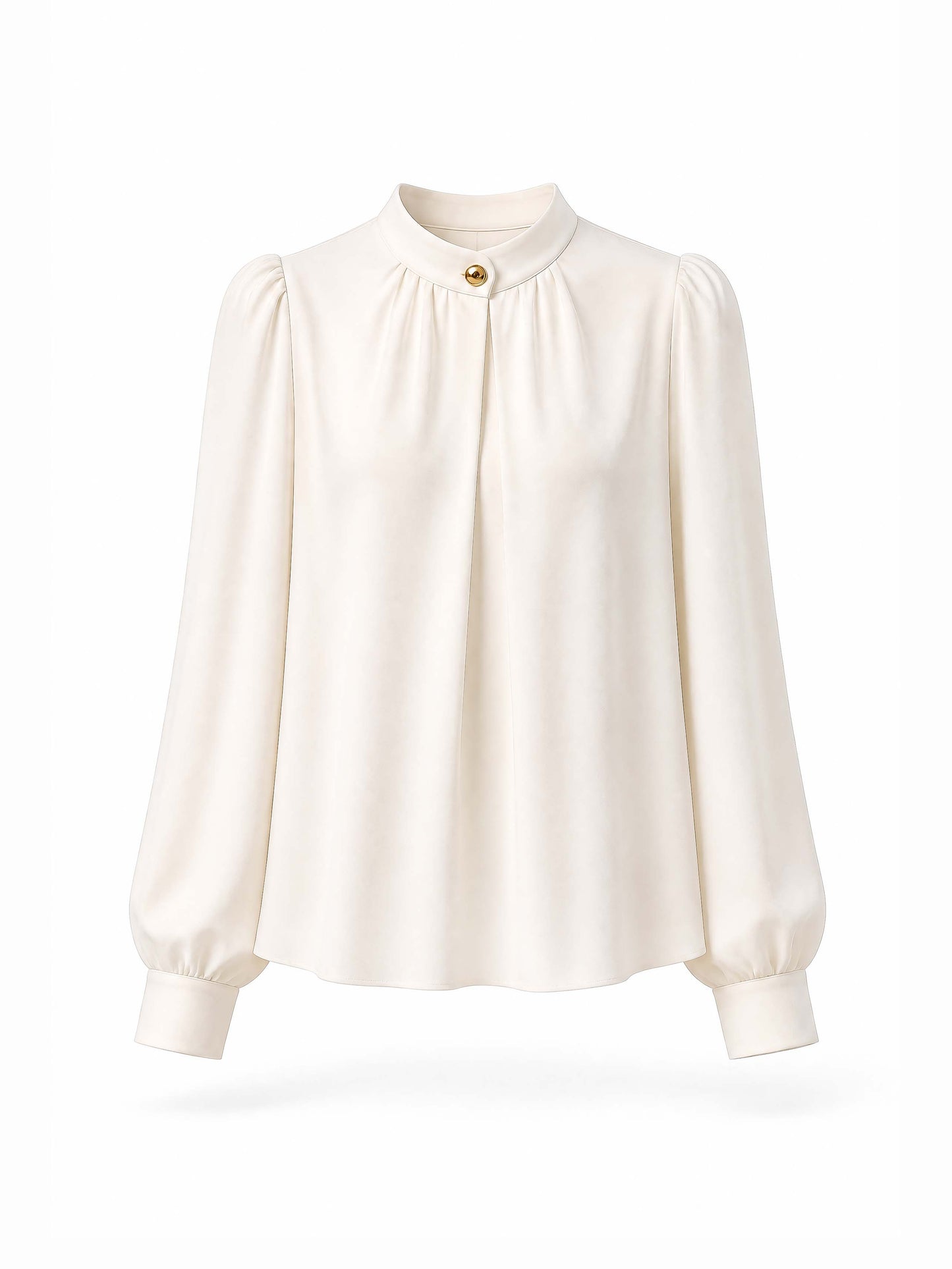 Vintage Stand Collar Puff Sleeve Top